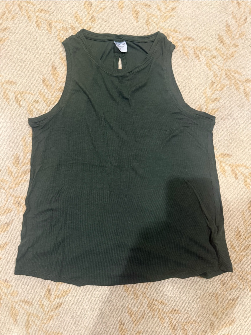 Athleta Dark Green Sleeveless tank with keyhole opening in back
